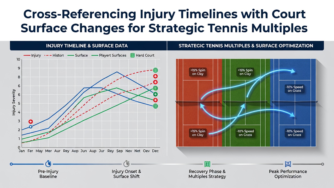 Tennis player transitioning between clay and grass courts during a match, highlighting surface impact on movement and recovery